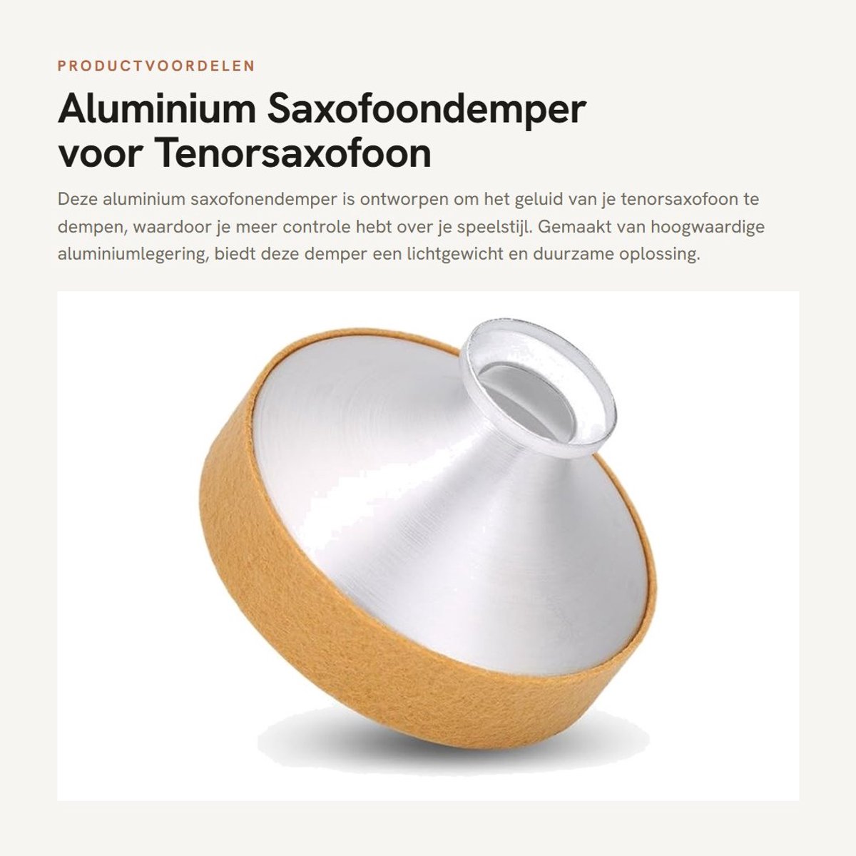 Dailygoods- Geluidsdemper Aluminiumlegering - Tenorsaxofoon - Geluidsisolatie - Geluidsdempende Accessoires - Afmetingen 9,3 x 5,8 cm - Gewicht 49 gram - Saxofoondemper