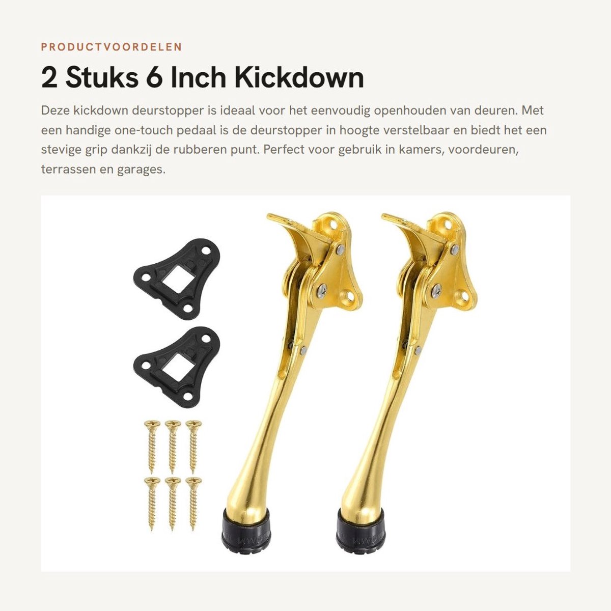 Dailygoods- Deurstopper Hoogte Verstelbaar - Deurbuffer - Deurstoppers voor Binnen - Kickdown Deurstopper - Zinklegering - 2 Stuks