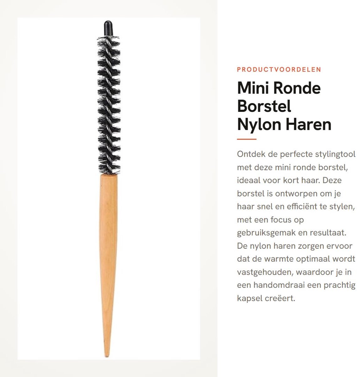 Dailygoods- Borstel Professionele Ronde Borstel - Nylon Haren - Houten Handvat - Antiklit - Snelle Styling - Veilig en Niet-toxisch - Haarborstel