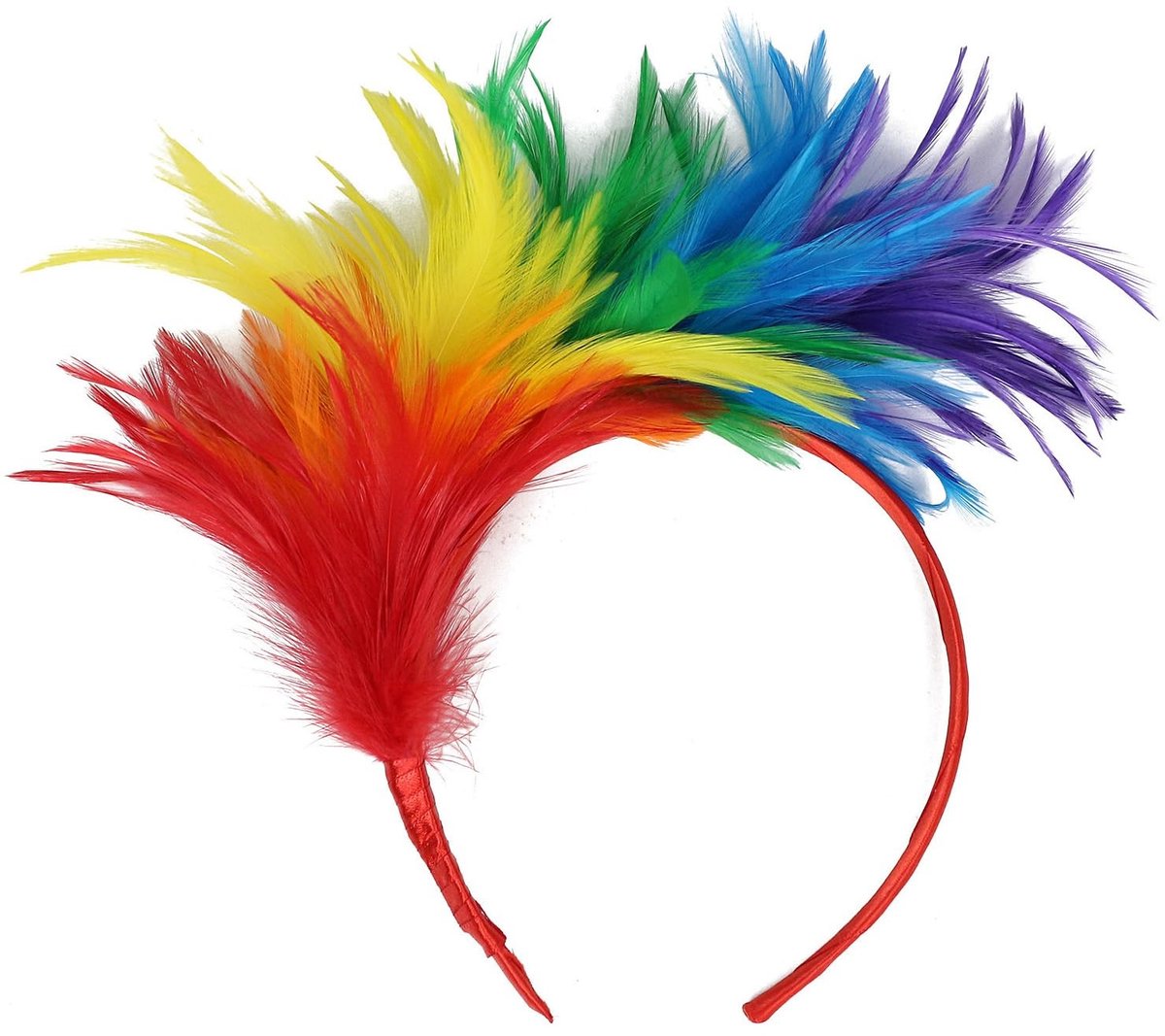 Dailygoods- Hoofdband kleurrijk met veren - Haarband dames - Haarband meisjes - Feestaccessoire - Carnaval - Cosplay