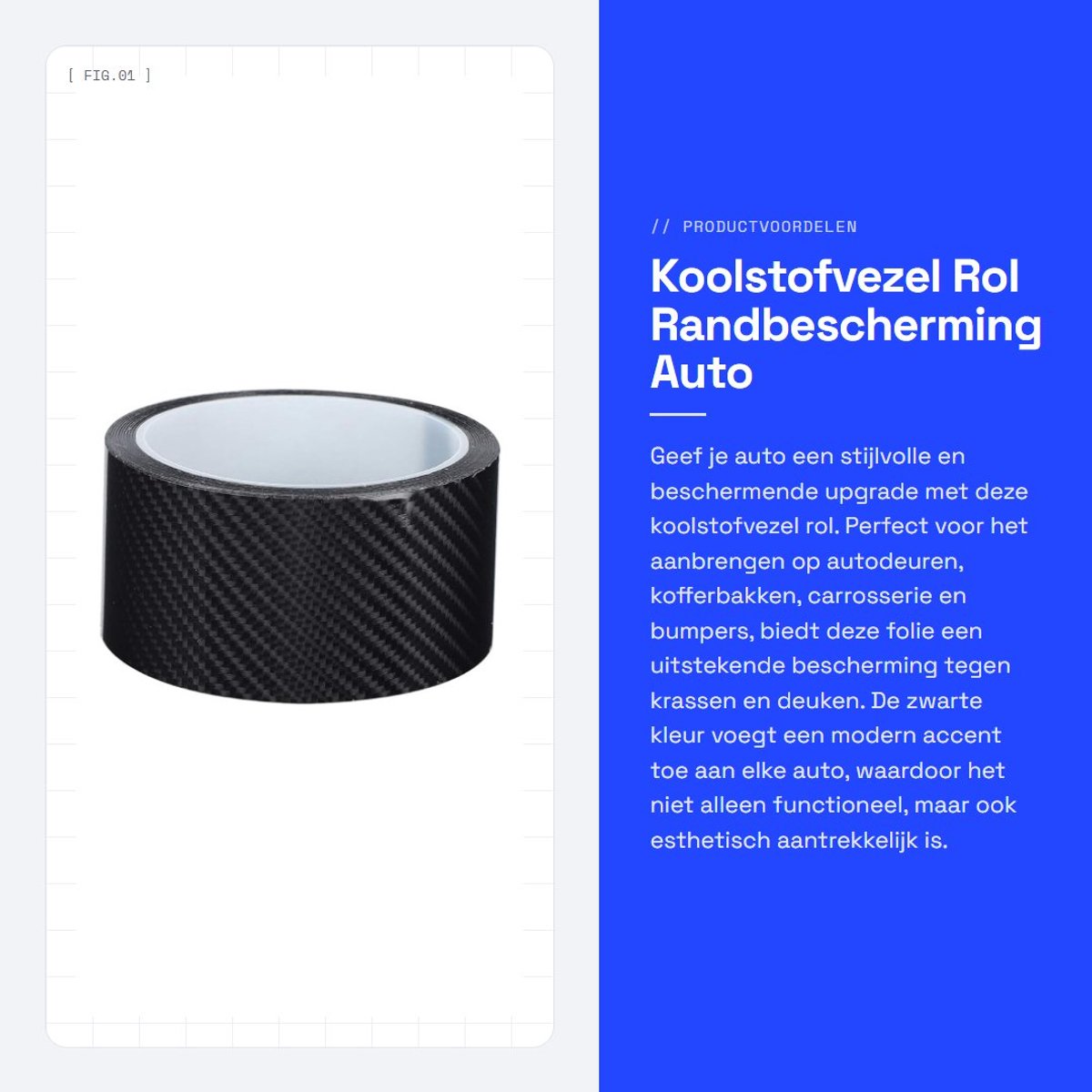 Dailygoods- Koolstofvezel Rol - Zwart - Auto Bescherming - Randbescherming - Flexibel - Duurzaam - 5 cm x 3 m - Autobescherming