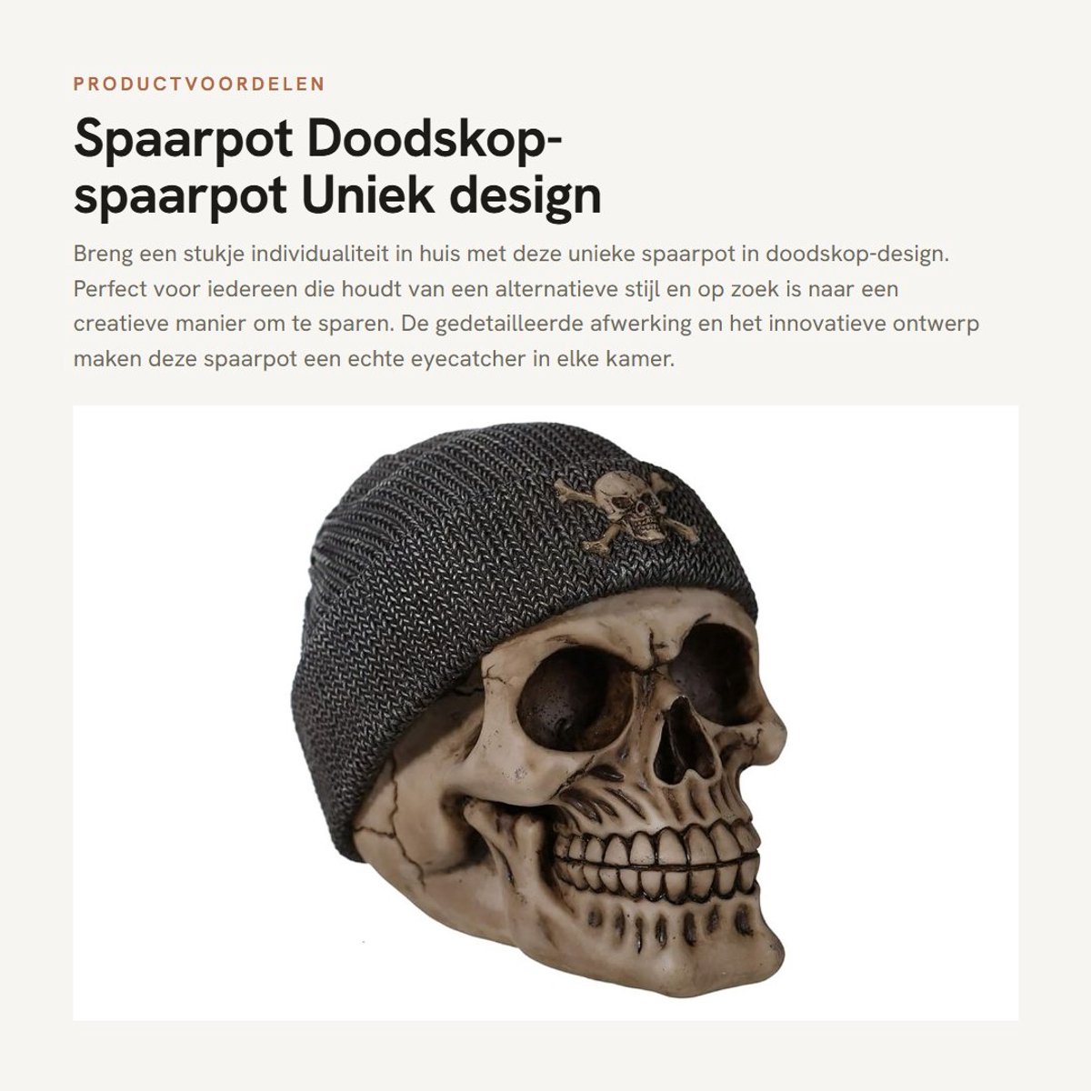 Dailygoods- Spaarpot Doodskop-Design - Spaarpot Volwassenen - Opbergmogelijkheid - Veilig Slot - Hoogwaardig Polyresin - Professioneel Handbeschilderd - Spaarvarken
