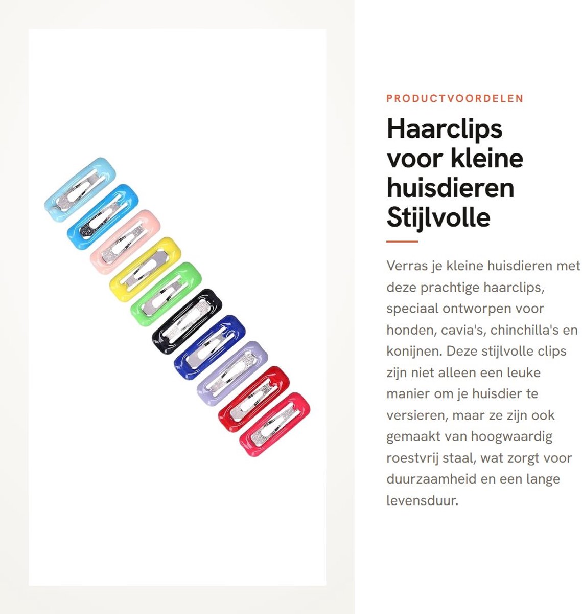 Dailygoods- Haarclips voor kleine huisdieren - Roestvrij Staal - Duurzaam - Geschikt voor Konijnen/Chinchilla's - Eenvoudig te Bevestigen - Feestdecoratie - Huisdieraccessoires