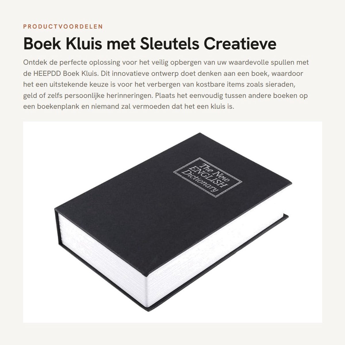 Dailygoods- Boek Safe met Sleutels - Creatieve Opbergdoos - Verstevigde Constructie - Antidiefstal - Voor Geld/Juwelen - 24 x 15,5 x 5,5 cm - Boekopslag