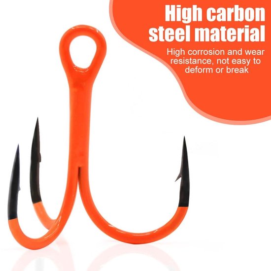Dailygoods- Vishaak 10 Stuks - Scherpe Prikkeldraad - Ronde Bocht - Koolstofstaal - Corrosiebestendig - Voor Zoetwater/Zoutwater - Treble Hooks van Dailygoods — afbeelding 3