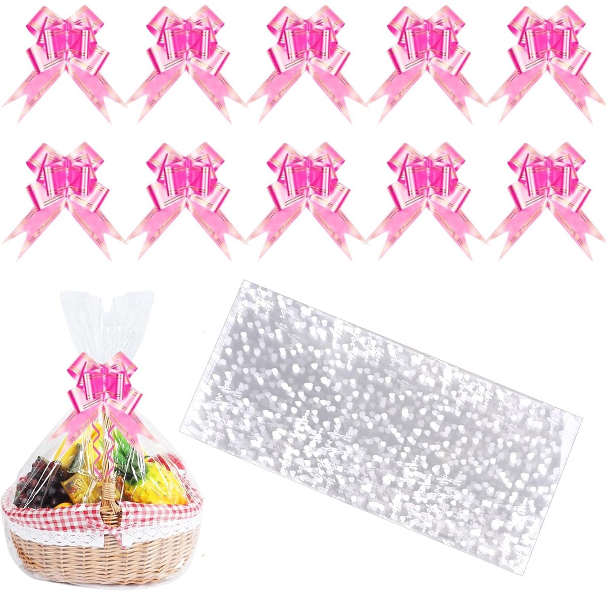 Dailygoods- Cellofaan Wrap 35 x 50 cm - Transparante Cadeaufolie - 10 Stuks - Waterdicht - Inpakpapier - Hoogwaardig Materiaal - Met Trekstrikken