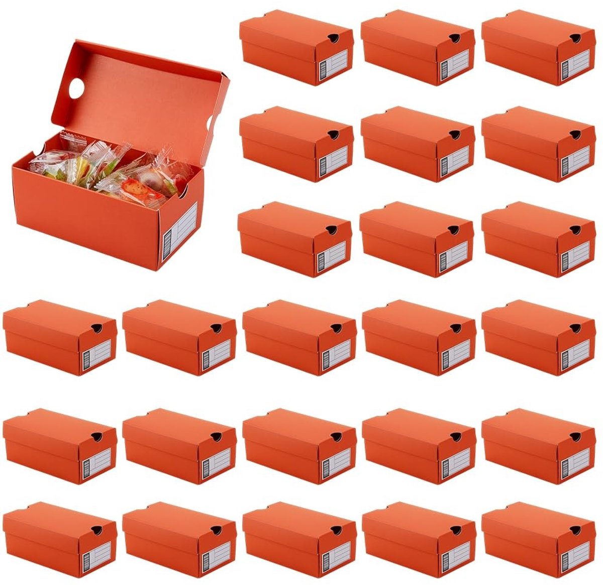 Dailygoods- Schoengeschenkdozen Mini - 24 Stuks - Sportthema - Bewerkbaar Etiket - Perfect voor Feestartikelen - Hoogwaardig Papier - 12x6,5x5 cm - Cadeaudozen
