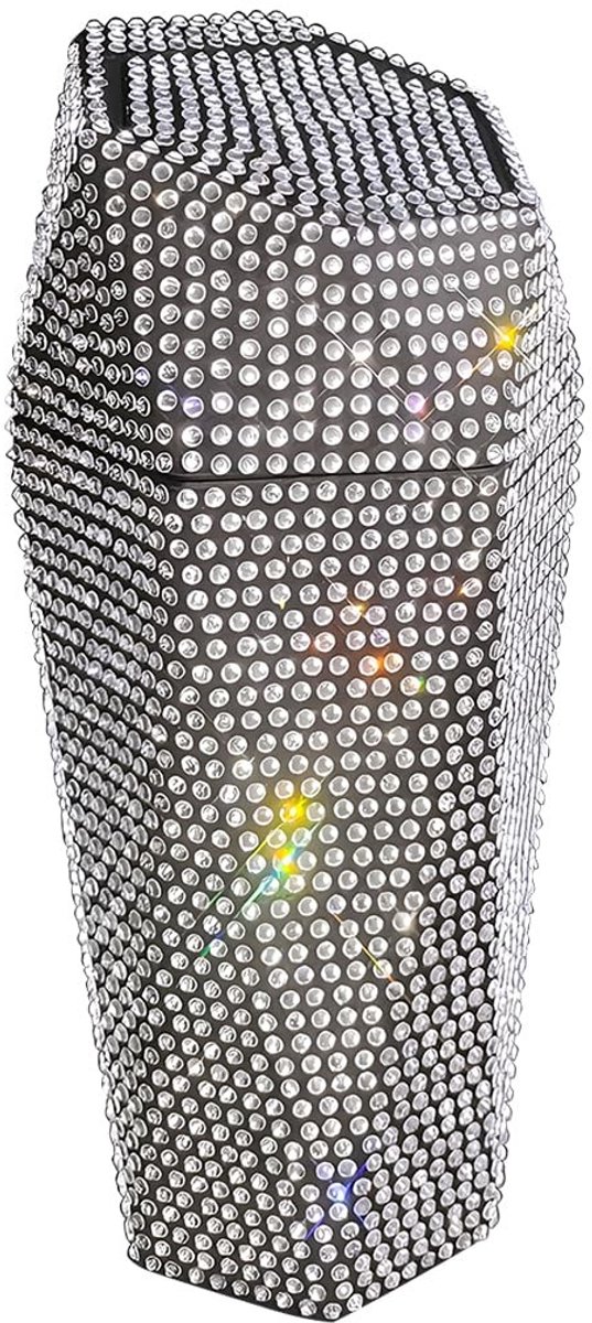 Dailygoods- Vuilnisemmer Draagbaar - Prullenbak met Deksel - Auto Vuilnisemmer - Diamantdesign - Kunststof - Afmetingen 7 x 20 cm