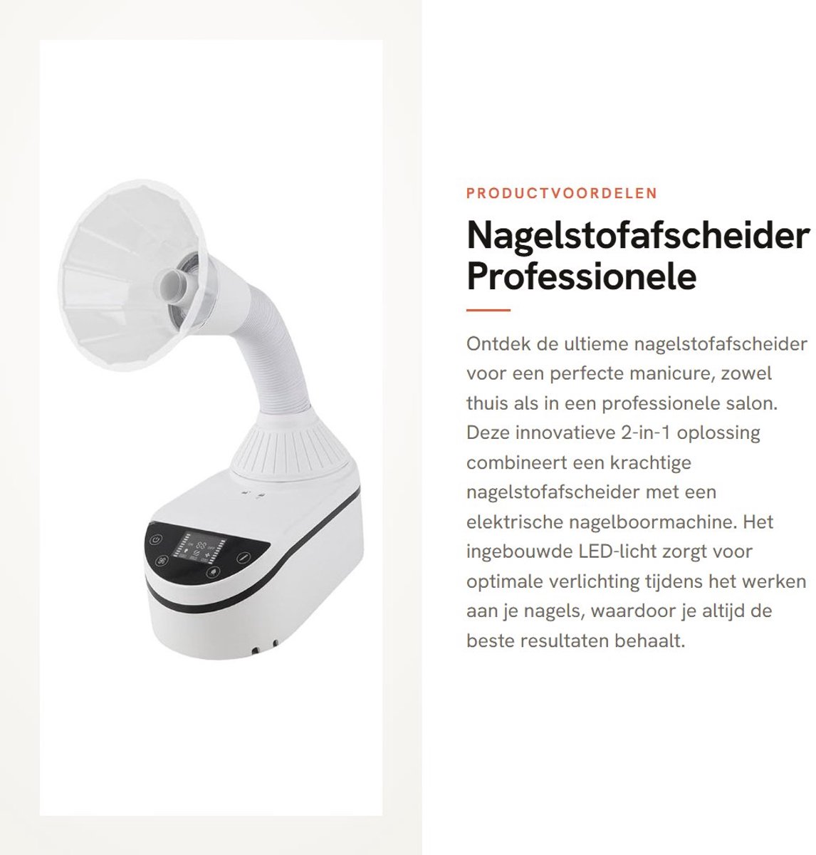 Dailygoods - Nagelstofafscheider - Professionele Vacuümstofafscheider - Met LED-licht - 2 in 1 - Geschikt voor Thuis - Nagelboormachine
