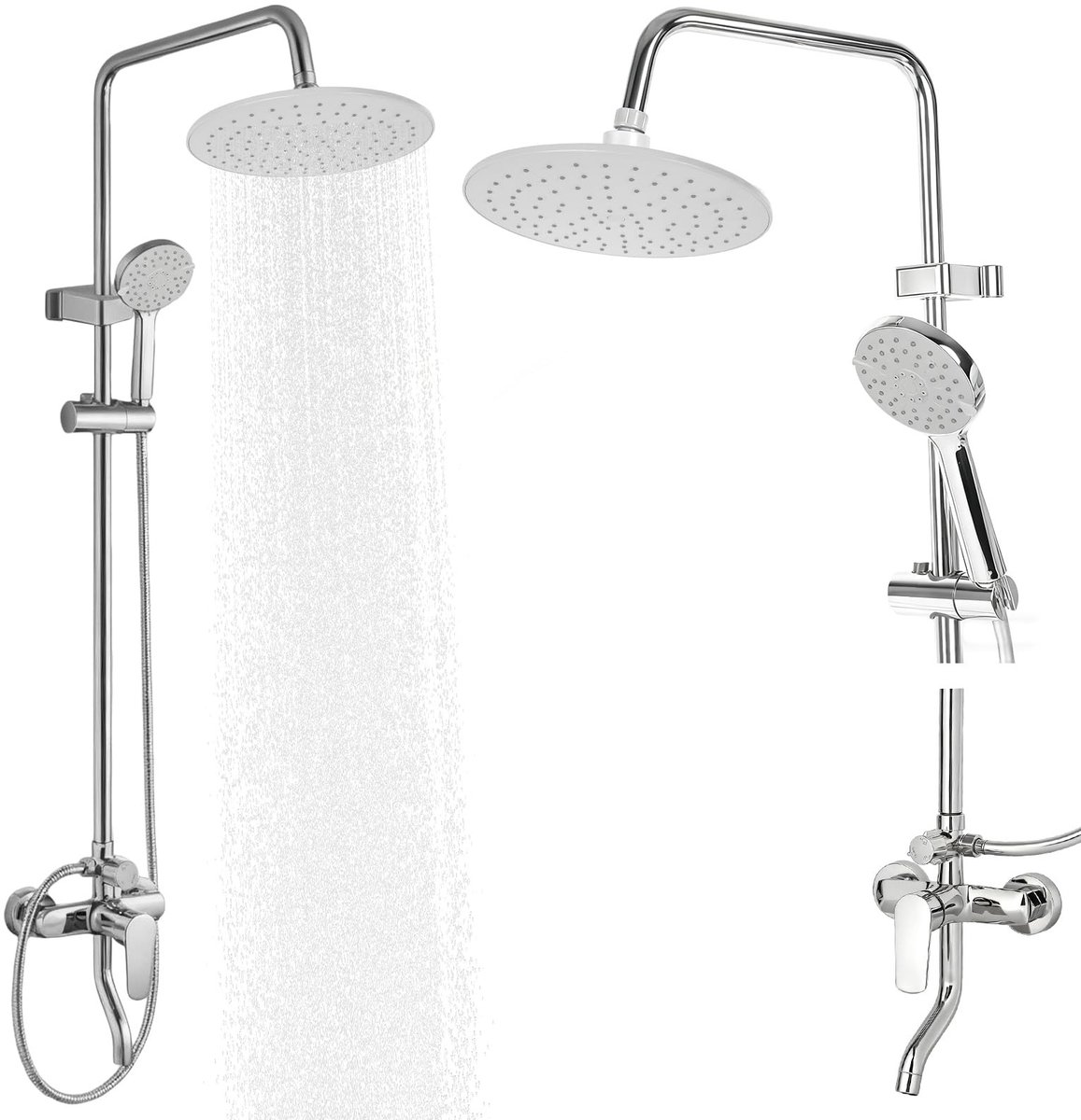 Dailygoods- Regendouche met 3 functies - Doucheset - Verstelbare douchestang - Ronde douch