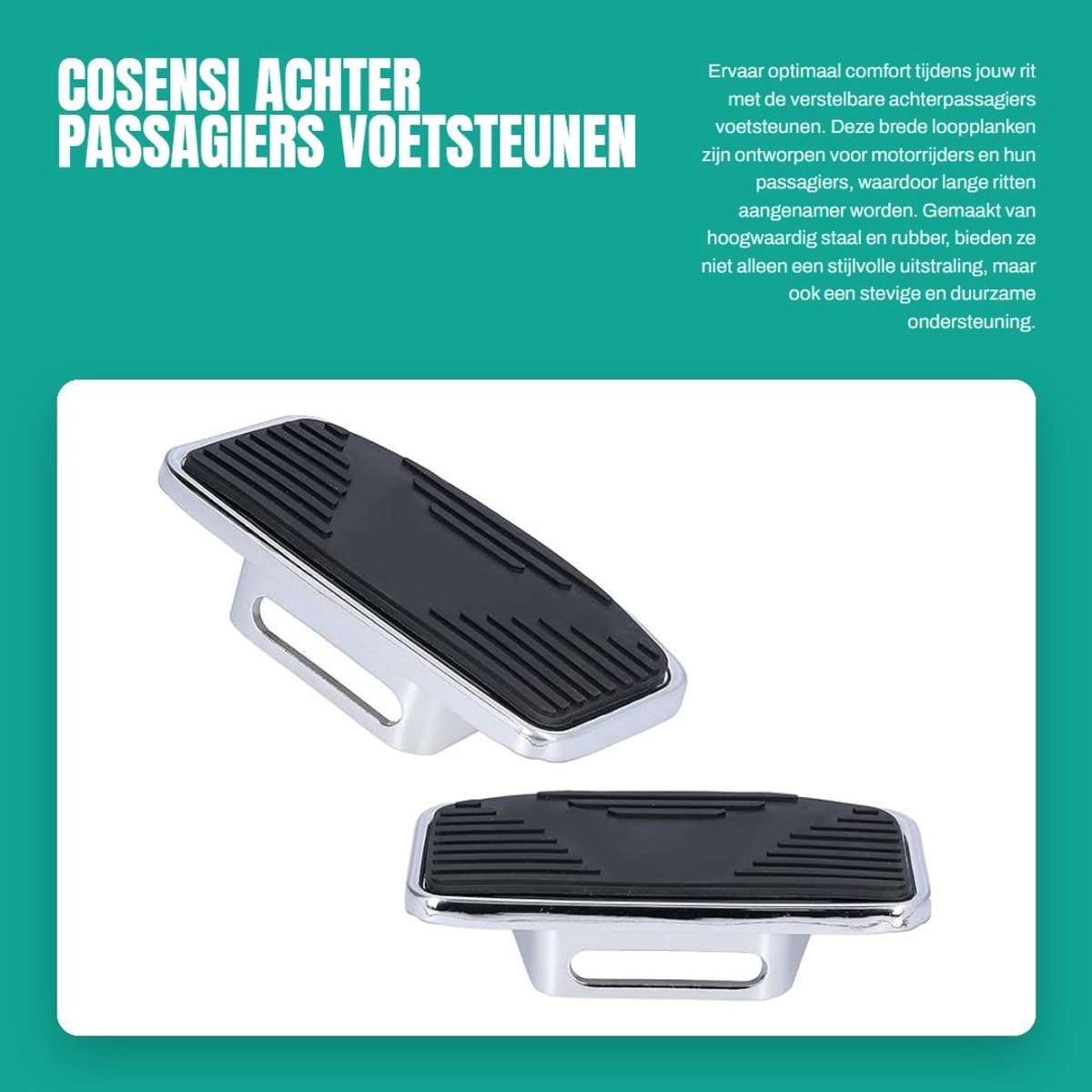 Dailygoods- Vloerplanken Achter - Verstelbare Comfortabele Voetsteunen - Stalen/Rubber - 1 Paar - Eenvoudige Montage - Duurzaam en Stijlvol - Motorcycle Voetsteunen