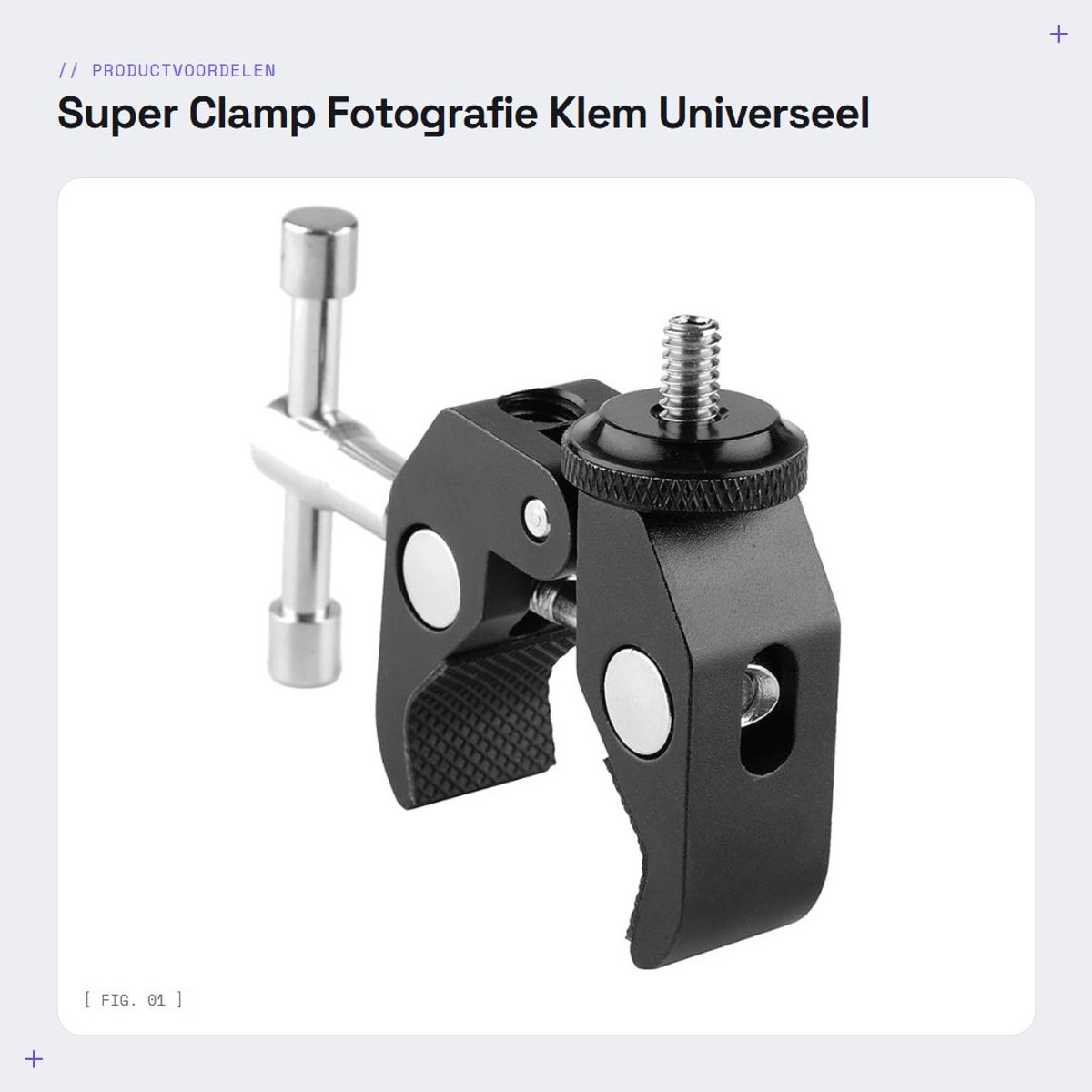 Dailygoods - Super Clamp - Fotografie Klem - Universeel Gebruik - 1/4" Schroef - Sterke Bevestiging - Geschikt voor Camera's - Compact Design