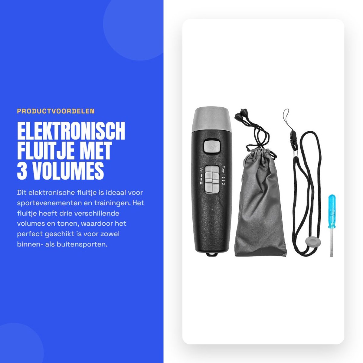 Dailygoods - Elektronisch Fluitje met 3 Volumes voor Sport en Training