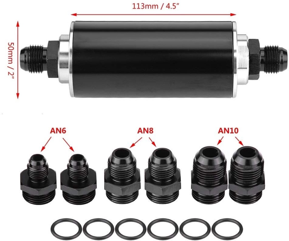 Dailygoods- Brandstofleiding 100 Micron - Aluminium - Roestvrij Staal Filter - AN6/AN8/AN10 - Corrosiebestendig - Duurzaam - Brandstoffilter