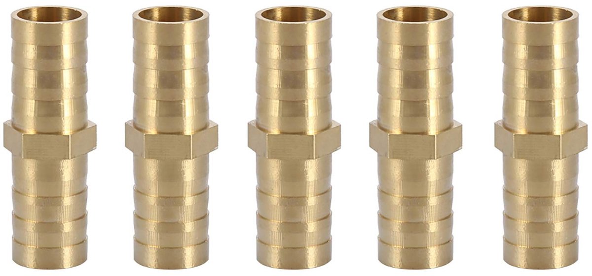 Dailygoods- Slangverbinder 12mm Messing - Rechte 2-weg Koppeling - Pijpverbinder - Prikkeldraad - Kwaliteitsproduct - Industriële Toepassing