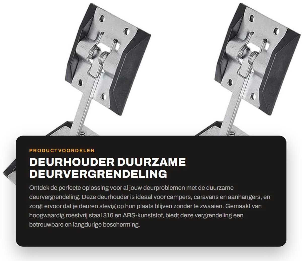Dailygoods- Deurhouder duurzame deurvergrendeling - Deurvastzetter 2 stuks - Roestvrij staal 316 - ABS-kunststof - Bevestigingsdeel - Eenvoudige montage