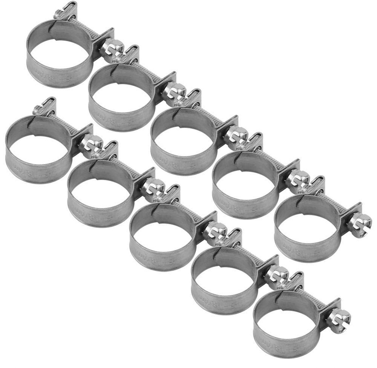 Dailygoods- Slangklemmen Assortiment 10 Stuks - Roestvrijstalen Klemmen - Brandstofslang Klemmen - Verstelbare Slangklemmen - Diverse Maten 16-18mm - Voor Auto/Industrie/Scheepvaart - Pijpklemmen