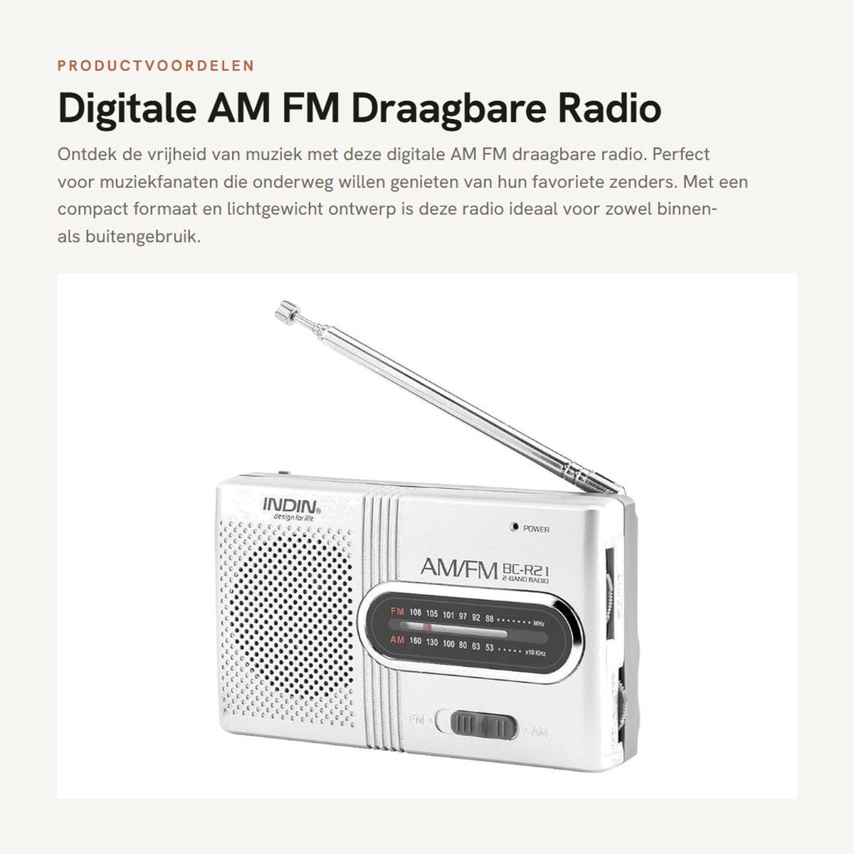 Dailygoods- Draagbare Radio met Telescopische Antenne - Mini Stereo - Transistor Ontvanger - Persoonlijke Luidsprekers - Muziekspeler - Lichtgewicht