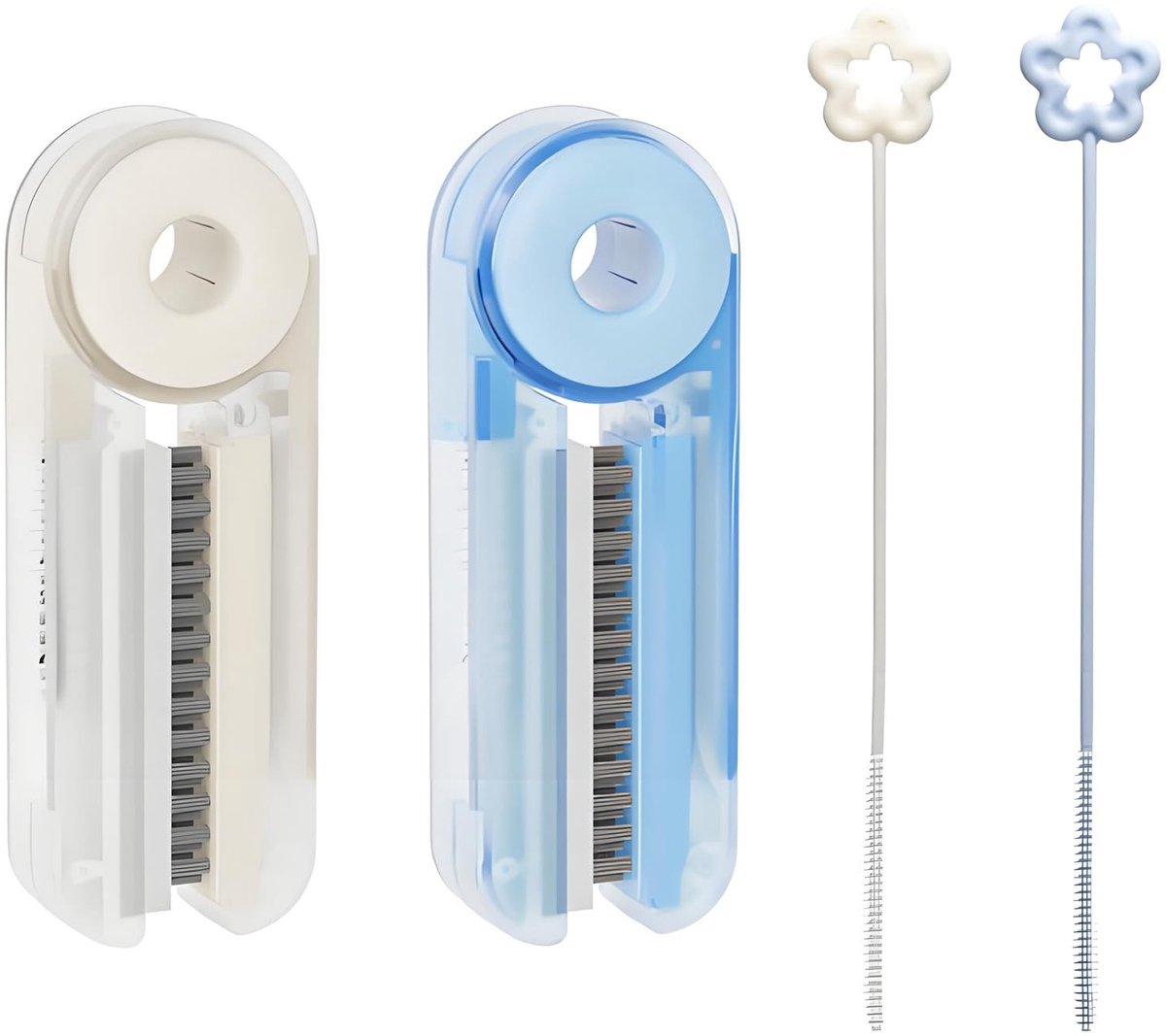 Dailygoods- Reinigingsborstelset 3-in-1 - 2 Stuks - Rietjesborstels - Bekerdeksel Borstel - Duurzaam PP-Materiaal - Flexibel Ontwerp - Schoonmaakborstel