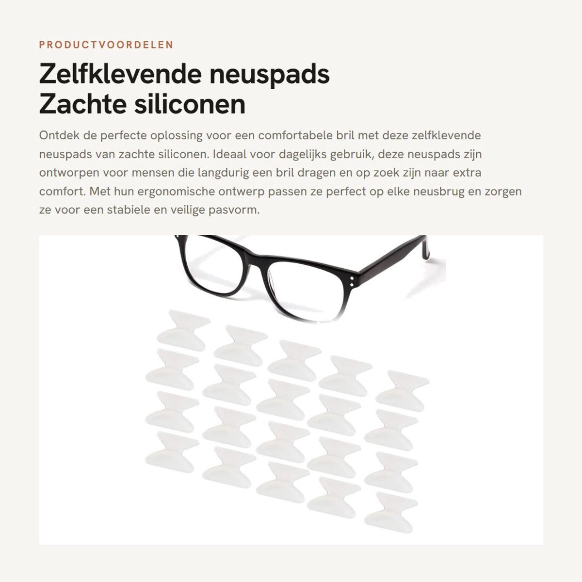 Dailygoods- Neuspads Siliconen - Zelfklevend - Antislip - Zacht - Duurzaam - 20 Paar - 1,8 mm Dikte - Brillenpads
