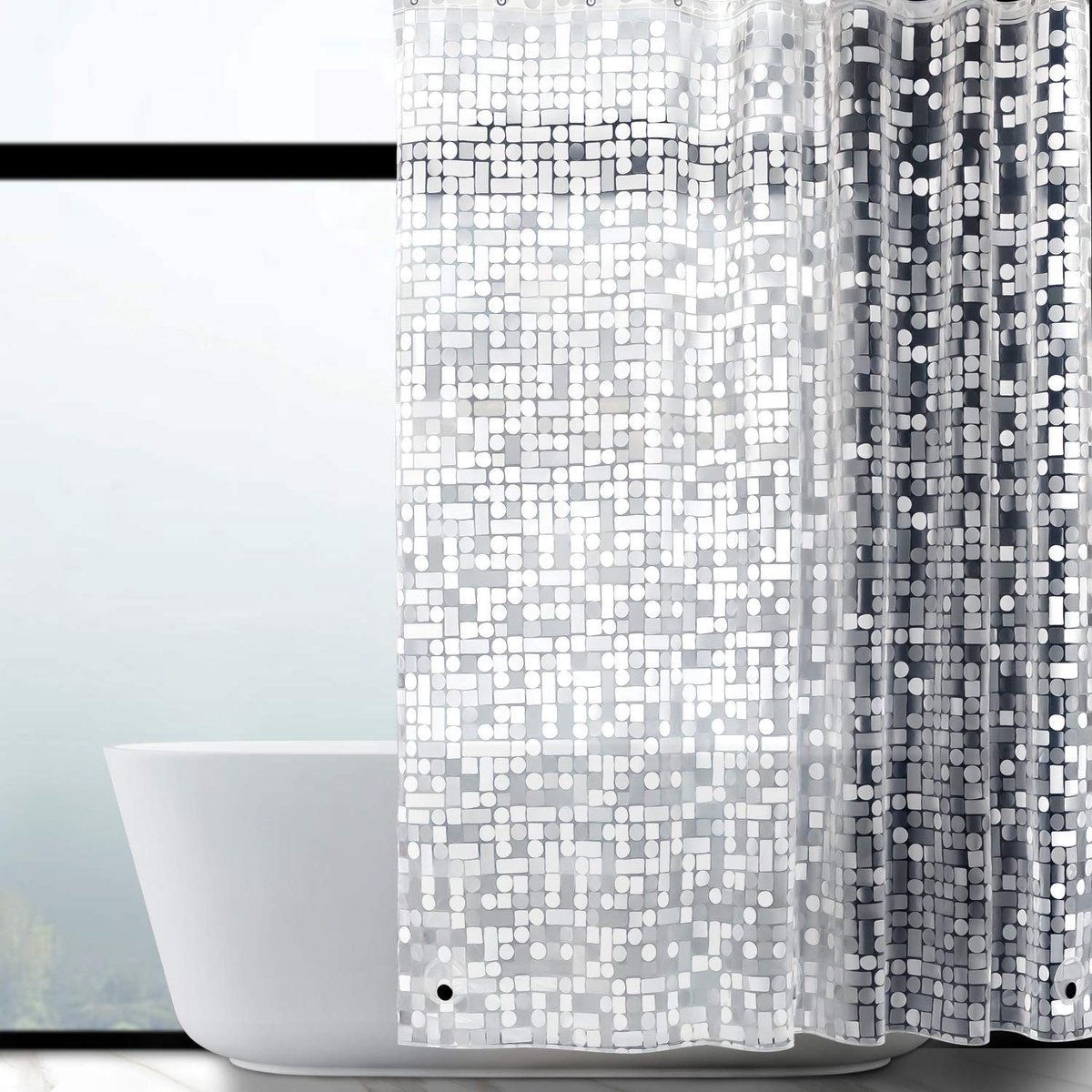 Dailygoods- Douchegordijn Waterdicht - Anti-Schimmel - Antibacterieel - 120x200 cm - Geometrisch Patroon - Inclusief 12 Ringen - Badkamer Gordijn