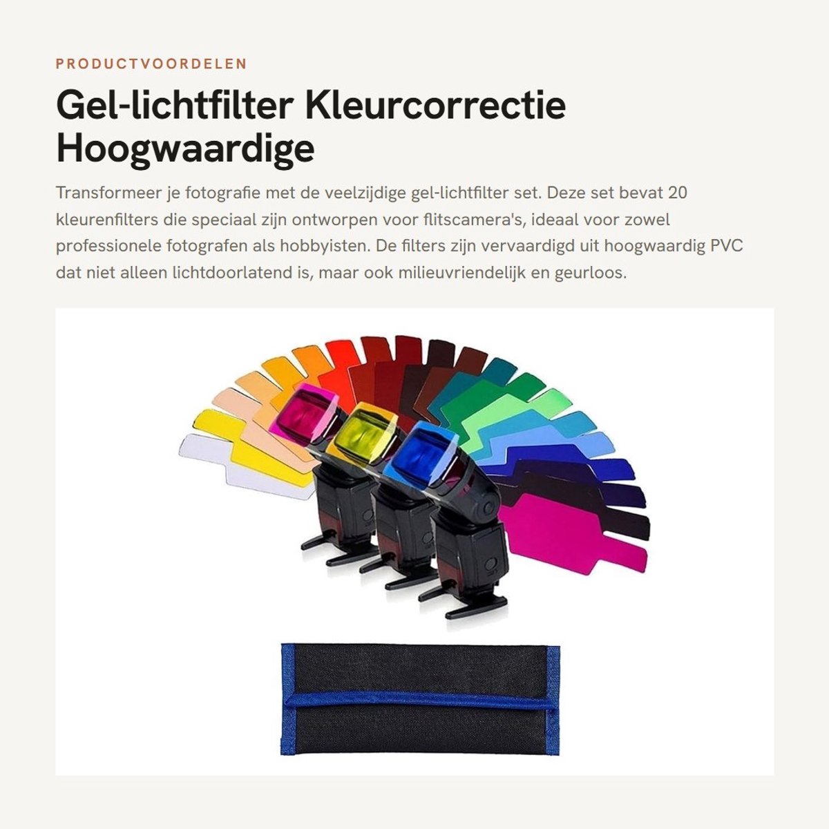 Dailygoods- Lichtfilter - 20 Kleuren - PVC Kleurfilter - Flitscamera - Eenvoudig te Installeren - Milieuvriendelijk en Lichtgewicht