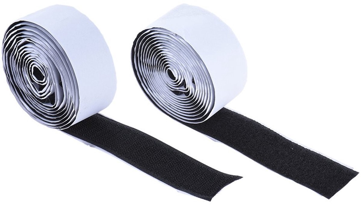 Dailygoods- Klittenbandstrips 2-pack - Dubbelzijdige Montagetape - 2m lang - 3cm breed - Sterke Lijm - Geschikt voor Gitaarpedaal