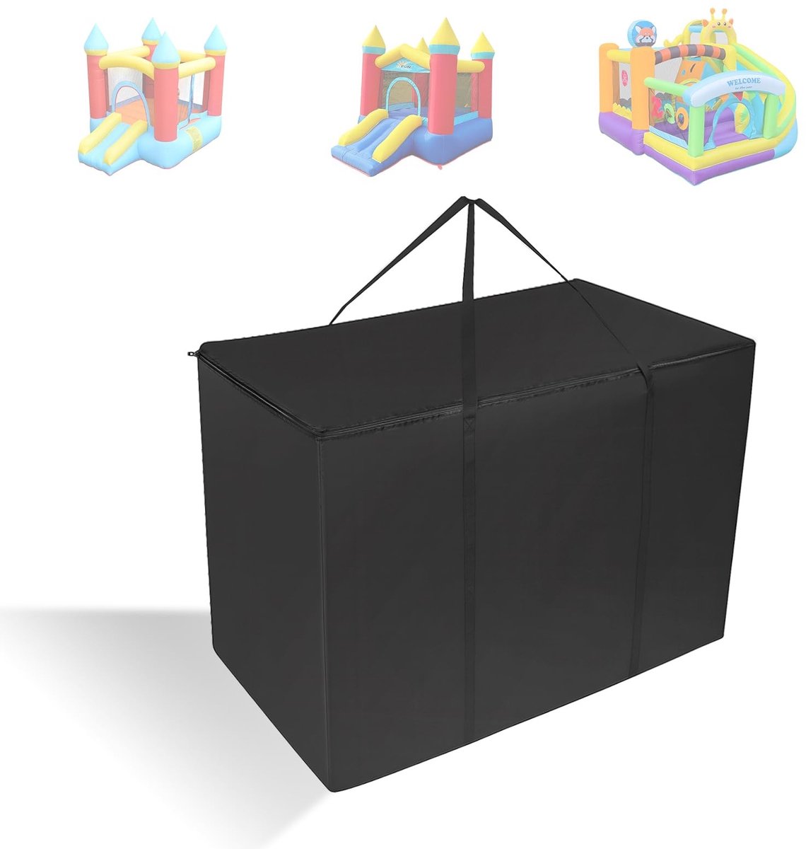 Dailygoods- Opbergzak Grote Duurzame - 111x48x71cm - Zwart - Opblaasbare Springkussen - Handvatten - Geschikt voor Speelgoed - Opbergdoos