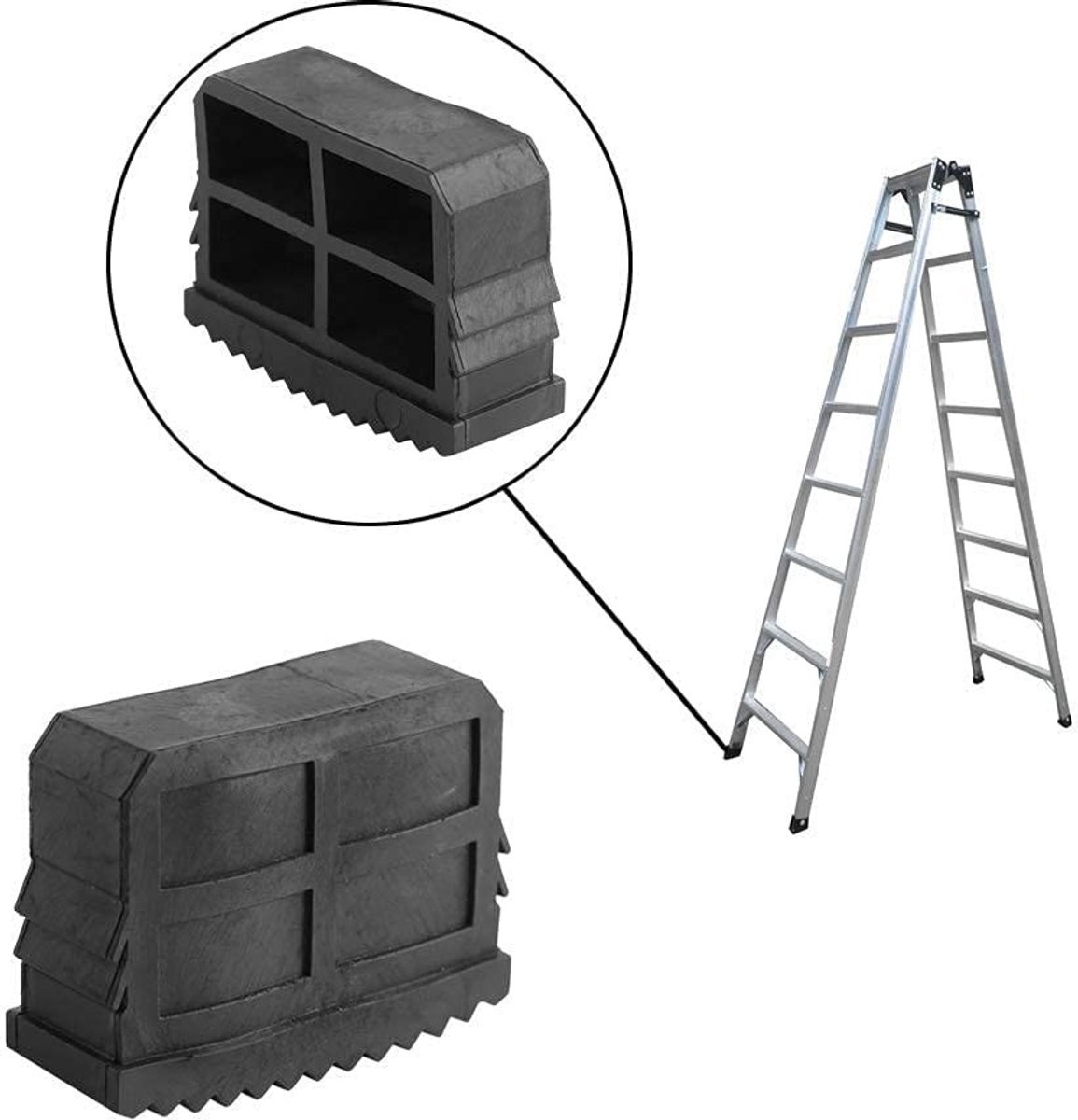 Dailygoods- Laddervoeten Rubber - Antislip Voetafdekkingen - Trapvoetmat - Bescherming Vloer - Slijtvast Materiaal - Duurzaam Gebruik - Ladderkappen