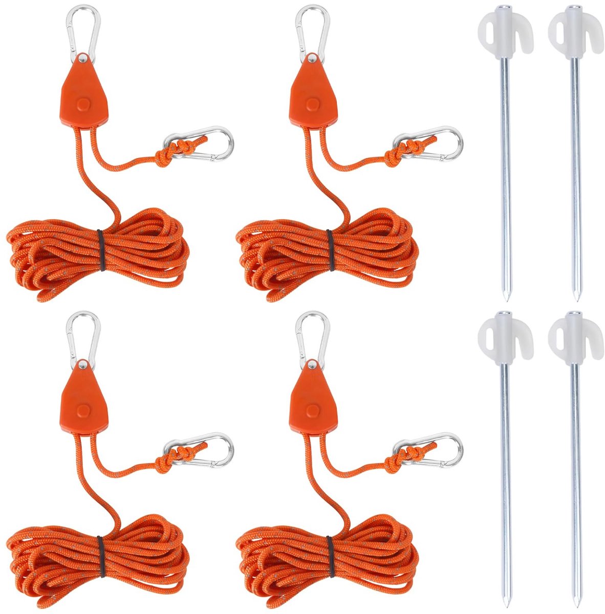 Dailygoods- Scheerlijnen 4 m - Verstelbaar met spanner - Tentharingen - Nylon/Aluminium - Draagbaar - Reflecterende waarschuwingsfunctie - Tentkoord