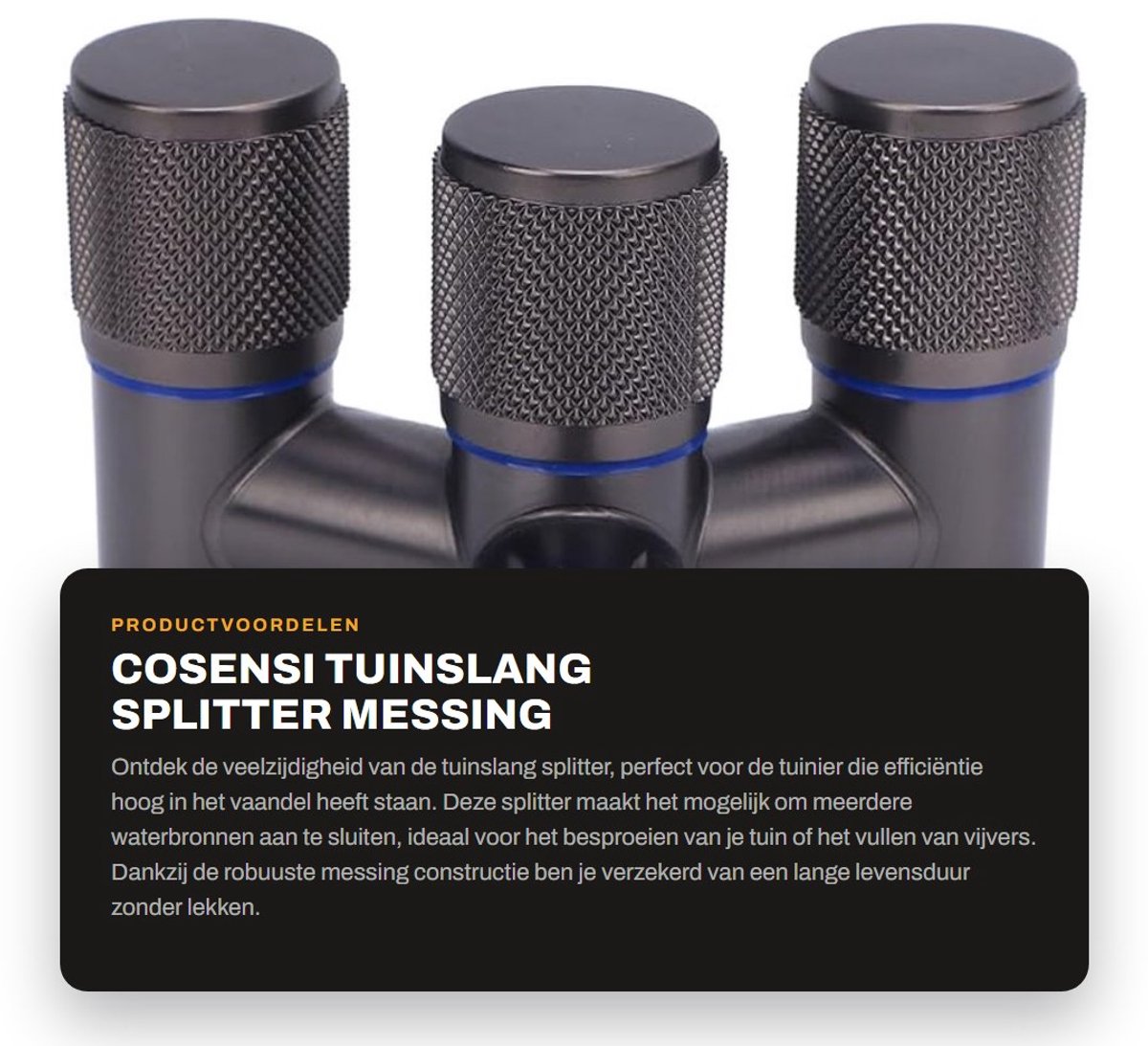 Dailygoods- Tuinslang Splitter - Volledig Koper - 1 Ingang/3 Uitgangen - Waterverdeler - Robuuste Constructie - Geschikt voor Tuin en Huishouden - Waterkraan Splitter