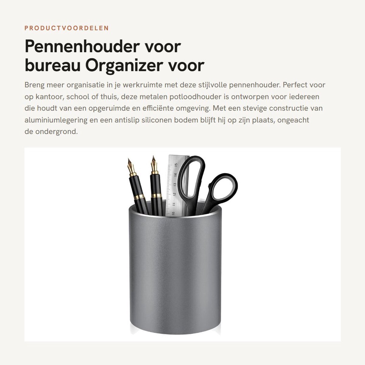 Dailygoods- Pennenhouder Metalen Aluminiumlegering - Bureau Organizer - Antislip Bodem - Potloodhouder - Opbergdoos - 10 x 8 cm - Bureauorganizer