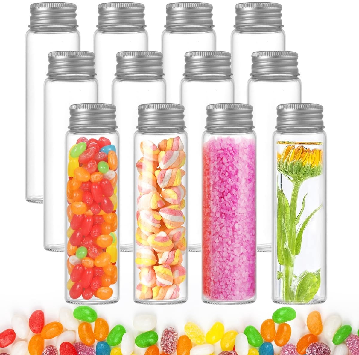 Dailygoods- Reageerbuisjes 12 stuks - Kunststof - 110 ml - Schroefsluiting - Vochtbestendig - BPA-vrij - Voor hydrocultuur/snoep - Proefbuis