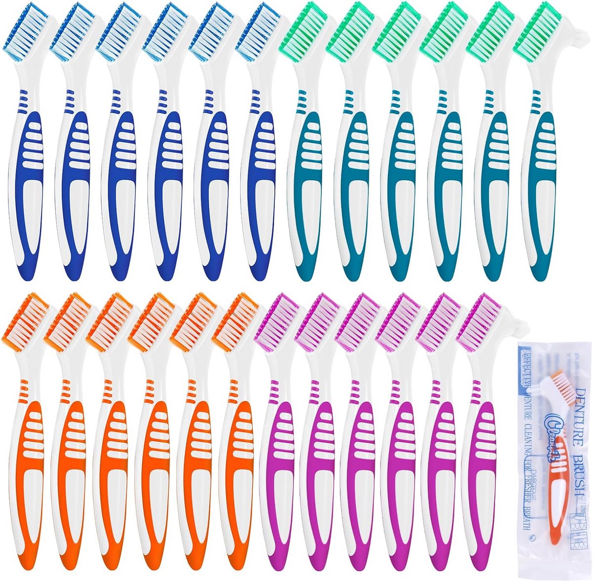 Kunstgebit Borstels - Reinigingsborstels - Hygiënisch Houden - Dubbelzijdig Ontwerp - 24 Stuks - Multicolor