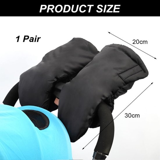 Kinderwagen Handwarmer - Wandelwagen Mof - Warm Blijven - Waterdicht Oxford Doek - Universele Maat - Zwart — afbeelding 4