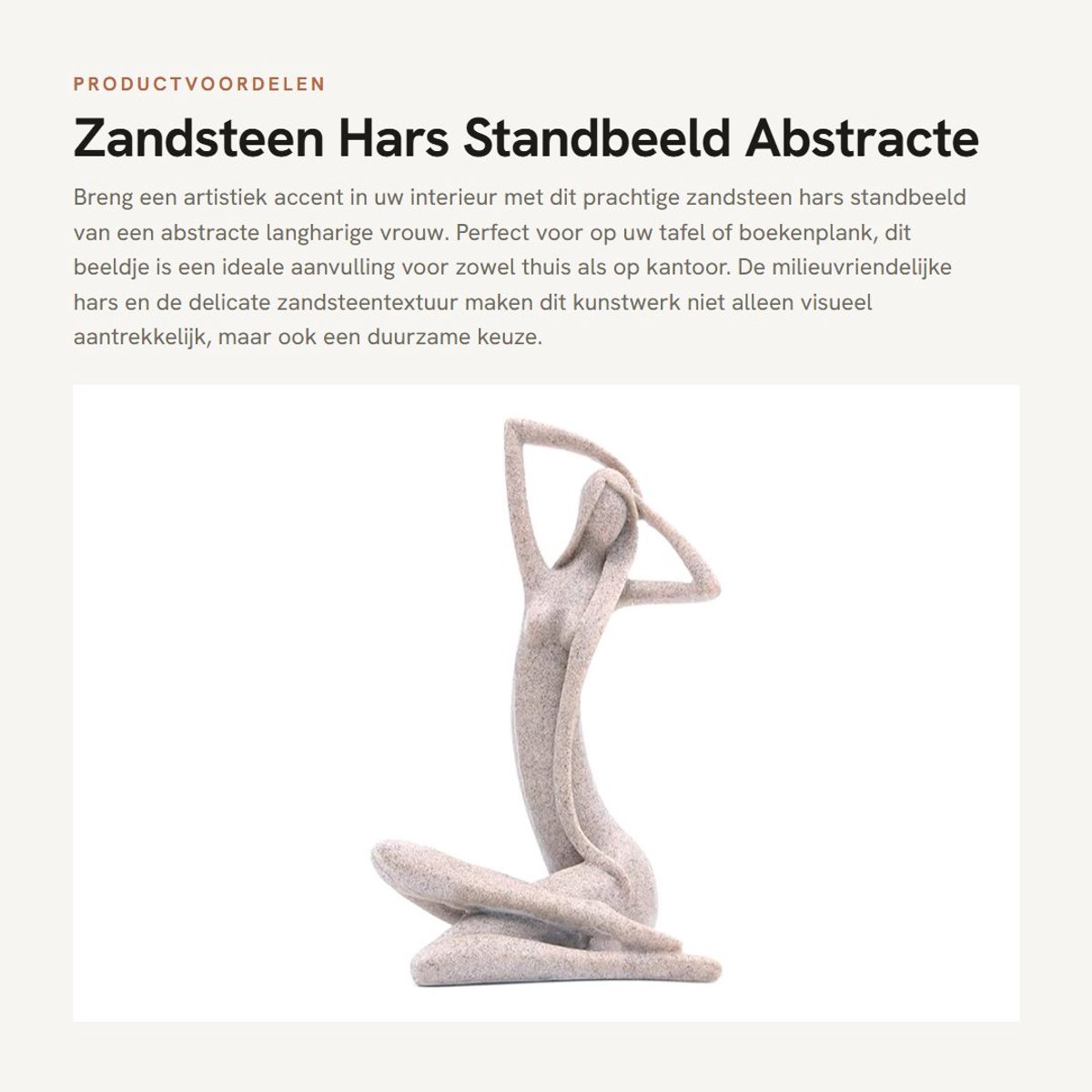 Dailygoods- Standbeeld abstracte schoonheid - Zandsteenhars beeldje - Sculptuur voor binnen - Decoratie voor thuis - Tafelblad kunst - Milieuvriendelijk materiaal