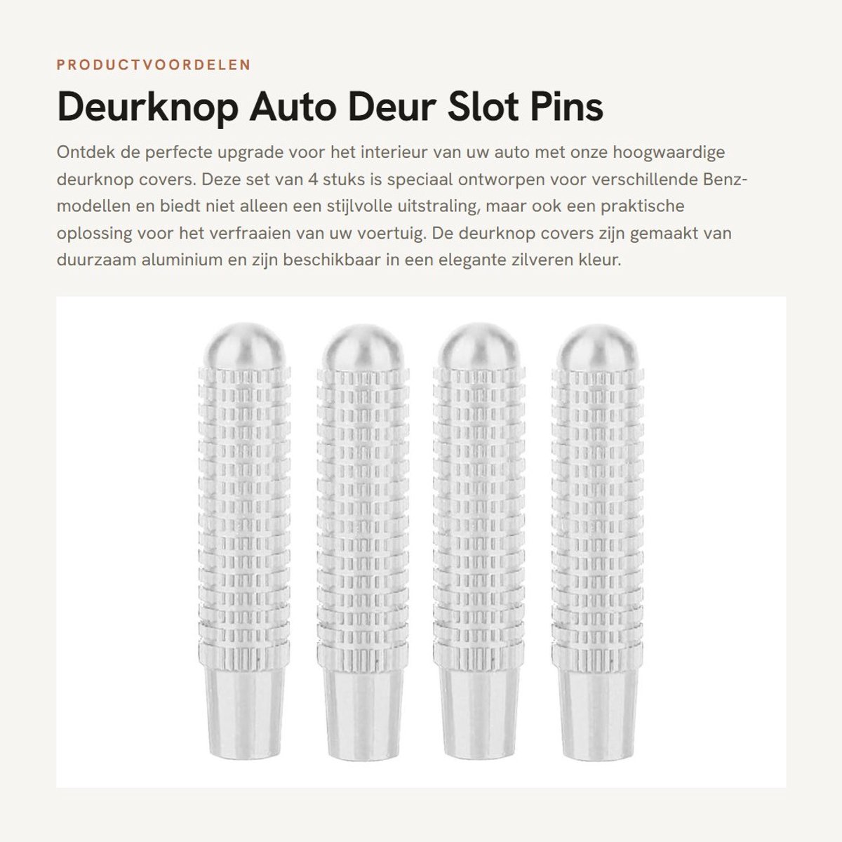 Dailygoods- Deurvergrendelingsknop 4 Stuks - Afdekking Deurvergrendelingspinnen - Geschikt voor A/B/E/CLA/GLA/GLC/GLK - Aluminiumlegering - Breedte 8,3 mm - Gloednieuw - Deurbekleding