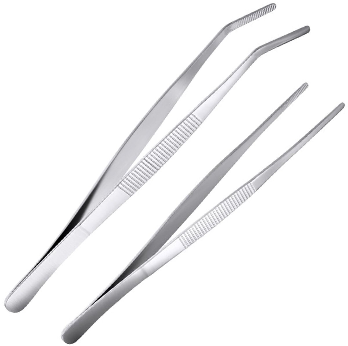 Dailygoods - 2-delige Pincet Set van Roestvrijstaal, Recht en Gebogen
