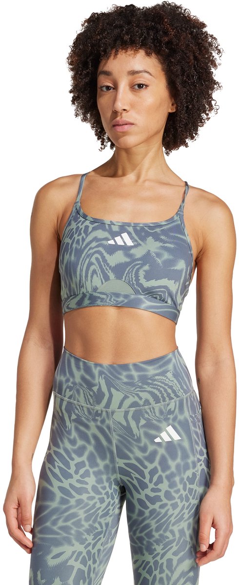 Adidas Performance Aeroreact Training Light Support 3-Stripes Beha - Dames - Groen