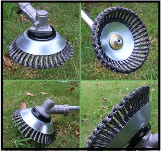 Onkruidborstel Grasmaaier - Wiedkop Staaldraad - Gazon Onderhoud - Roestbestendig Staaldraad - 20 cm - Zilver van Merkloos	 — afbeelding 4