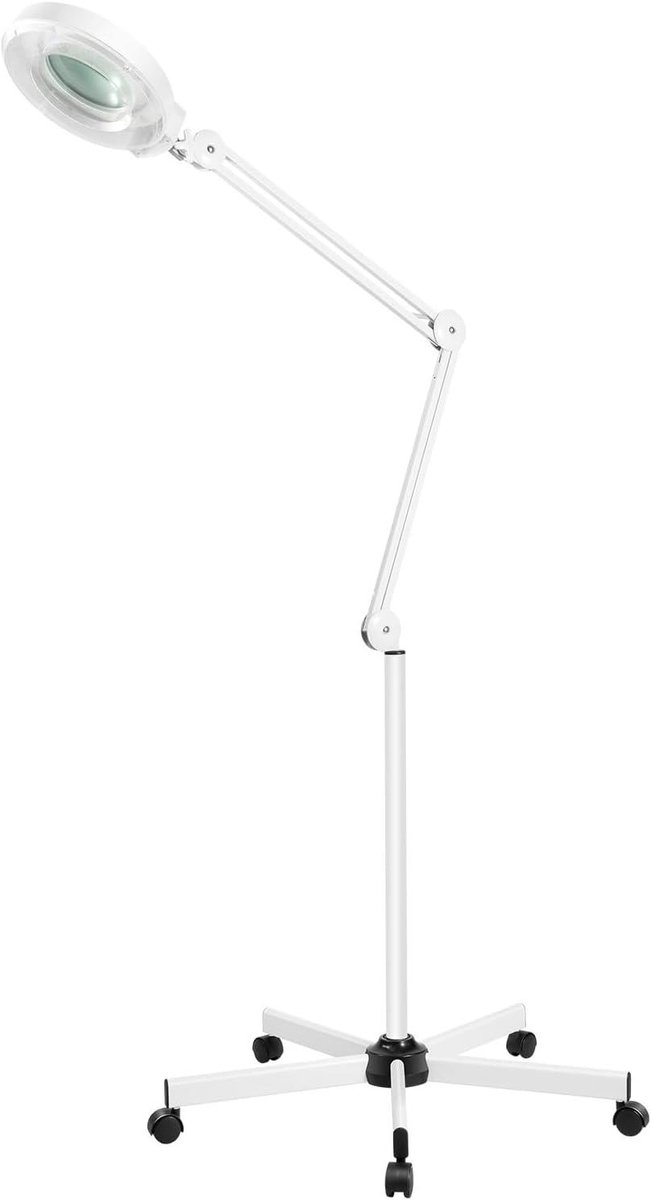 Vergrootlamp met Licht - Werkpleklamp Loeparmatuur - Gedetailleerd Werk - 8x Vergroting - 176 cm Hoog - Wit