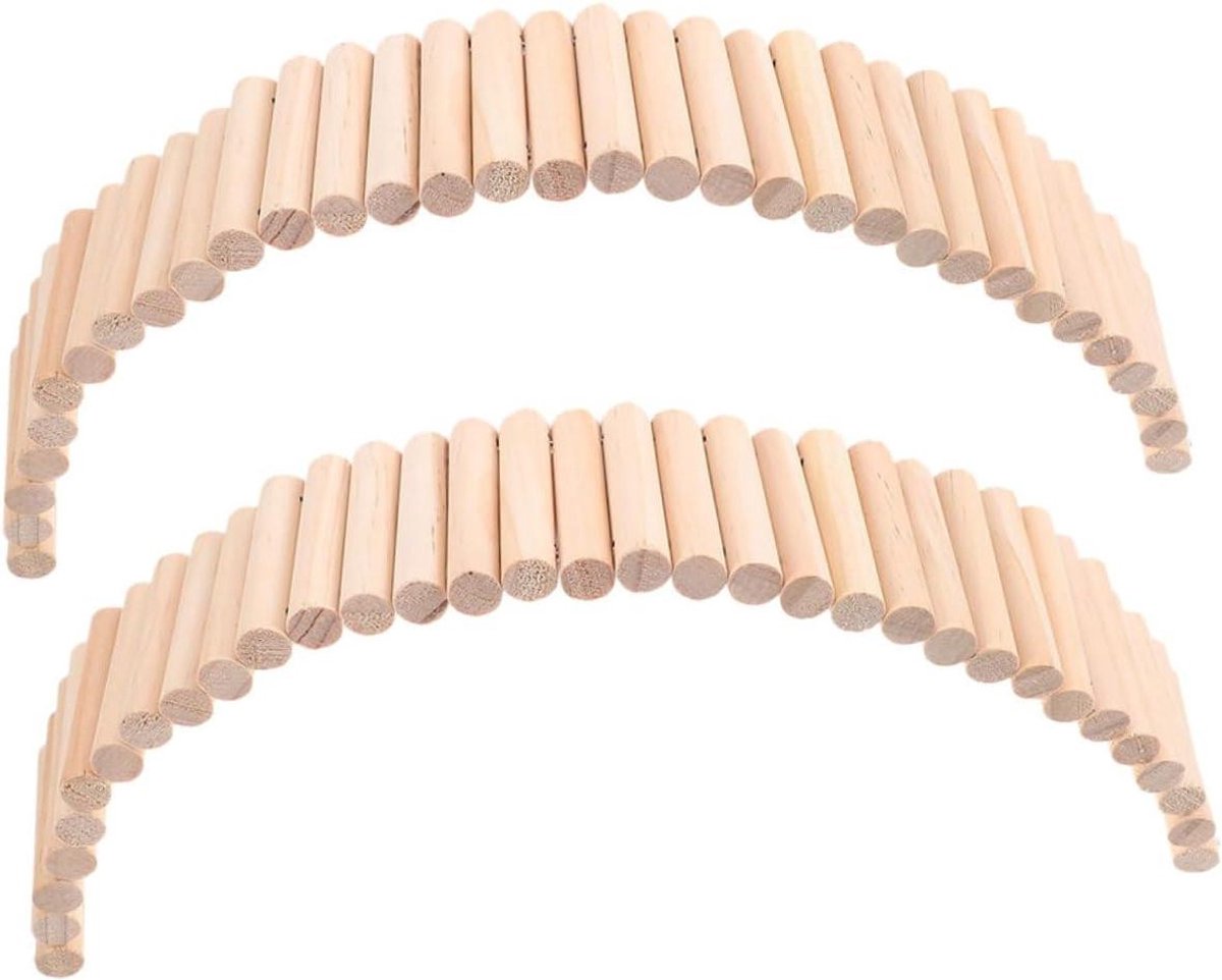Houten Huisdierenladder - Knaagdierbrug Klimtouw - Kooi Inrichting - Buigbaar Ontwerp - 2 Stuks - Multicolor