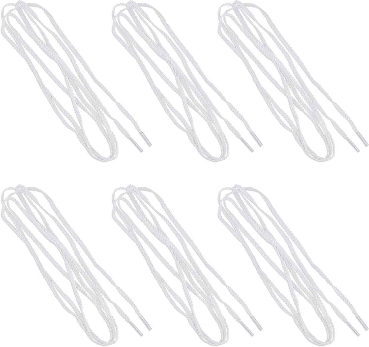 Flat Polyester Veters voor Schoenen - 6 Paar Elastische Veters voor Sport, Casual en Werk - 160 cm Veters voor Volwassenen en Kinderen