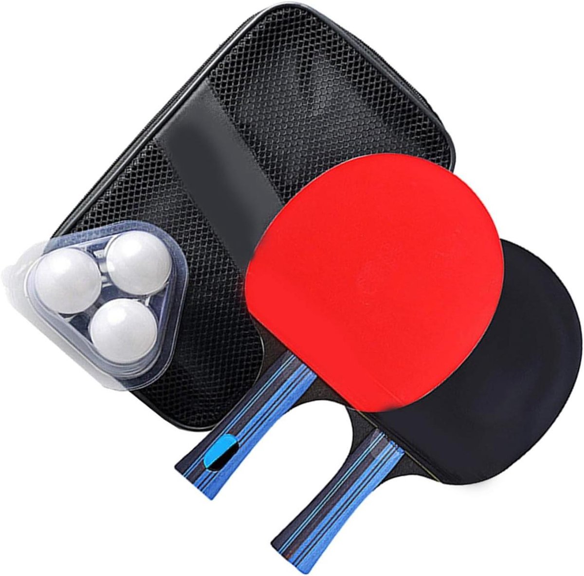 Tafeltennis Racket - Pingpongpeddel Batje - Sport Spel - Dubbelzijdig Rubber - 25 x 15 x 1 cm - Rood