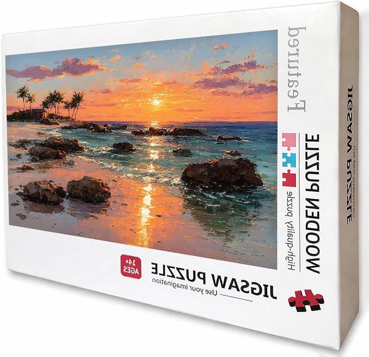 Houten Puzzel - Legpuzzel Volwassenen - Ontspanning Thuis - Achterkant met Letters - 122 x 81 cm - Zonsondergang