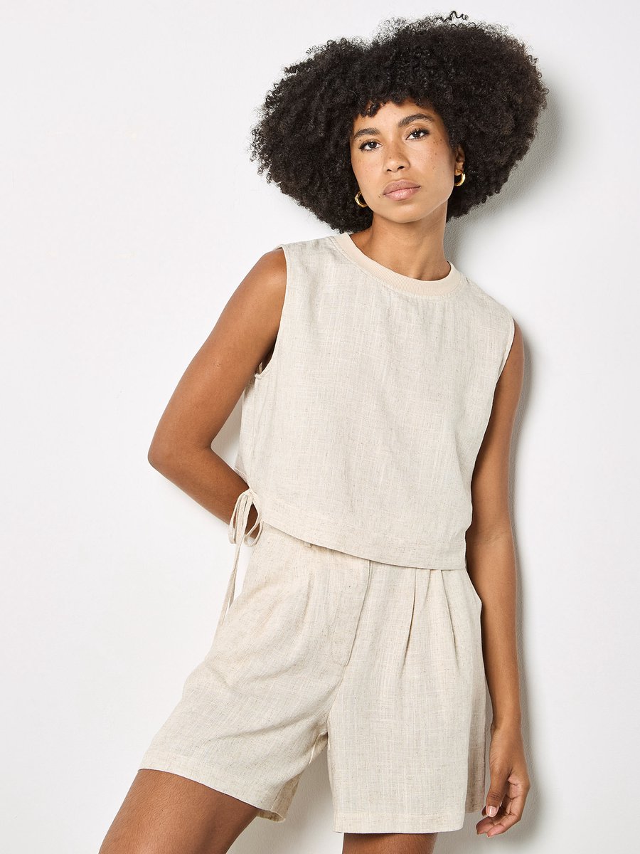 Crop top van linnenmix