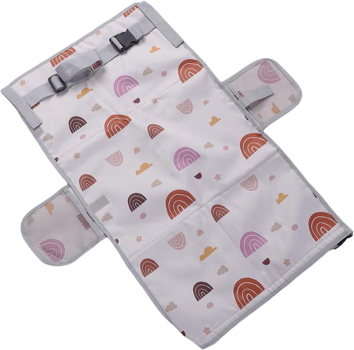 Peuter Vliegtuigbed - Reisbed Kind - Comfortabel Reizen - Waterdichte Stof - 76 x 44.5 cm - Beige Regenboog
