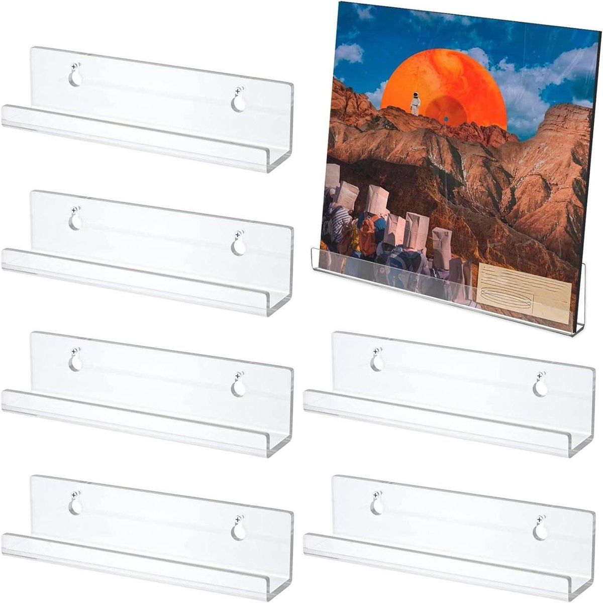 Acryl Vinyl Platenplank - Platenhouder Zwevend - Album Weergeven - Doorzichtig Acryl Materiaal - 12 stuks - Transparant