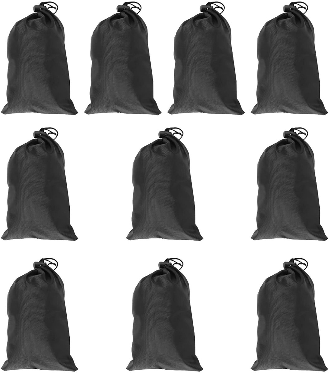 aladdien - 10-delige Tas met Trekkoord - Waterdicht Trekkoordzakje - Zwart - Ideaal voor Springtouwopslag - Multifunctioneel - Geschikt voor Unisex