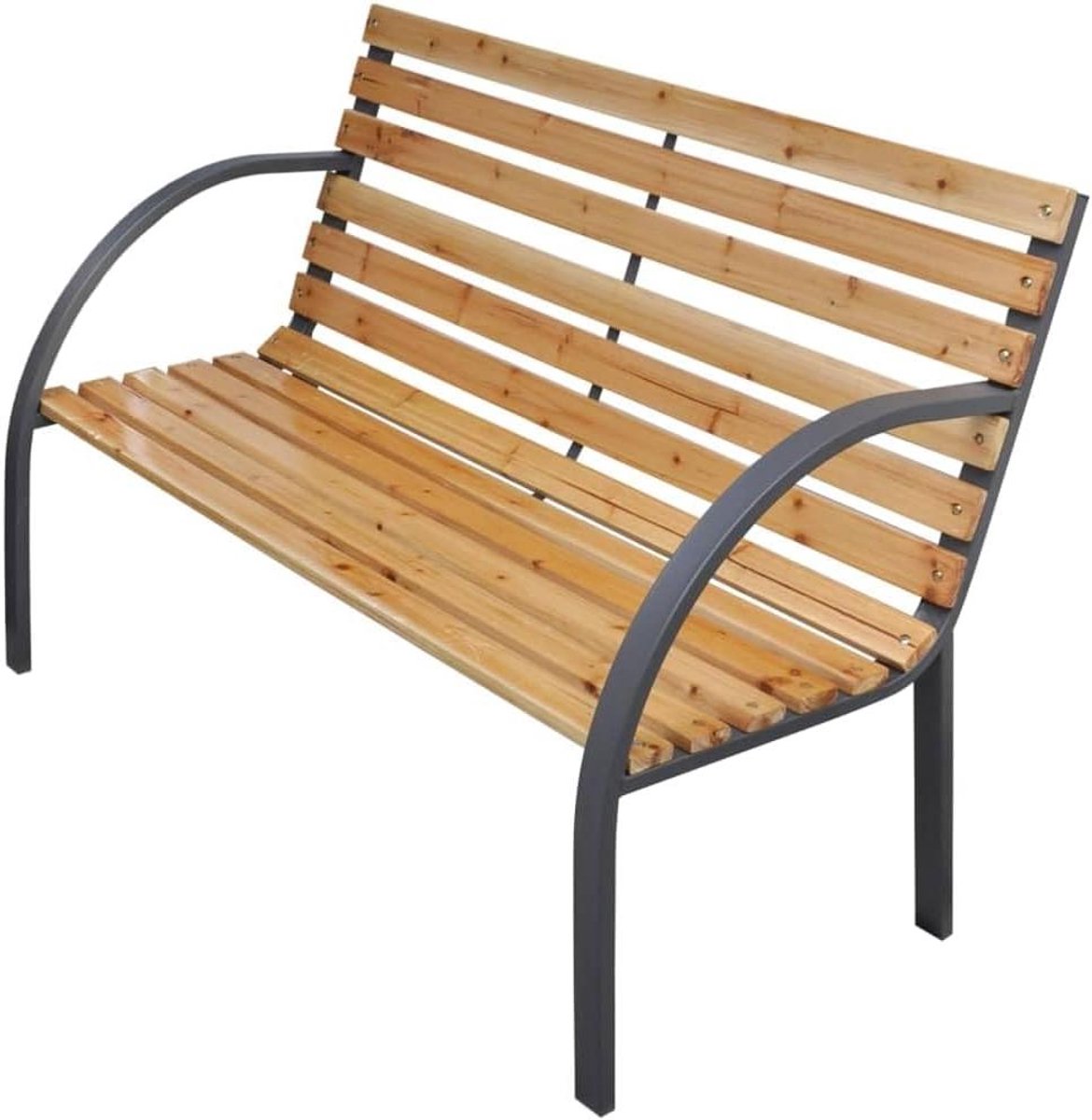 Tuinbank Massief Hout - Houten Bankje - Ontspannen Buiten - Natuurlijk Sparrenhout - 112 cm - Houtkleur